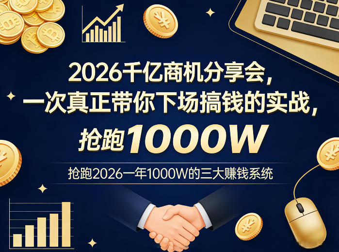 2026千亿商机分享会，一次真正带你下场搞钱的实战，抢跑2026一年1000W的三大賺钱系统-洛柒笔记