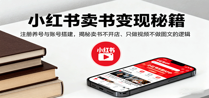 小红书卖书变现秘籍，注册养号与账号搭建，揭秘卖书不开店、只做视频不做图文的逻辑-洛柒笔记