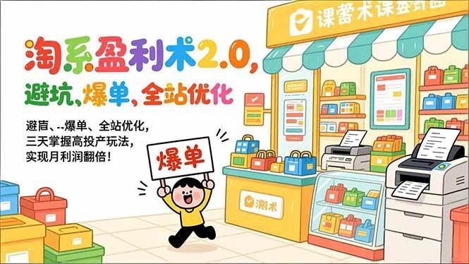 （17127期）淘系盈利术2.0，避坑、爆单、全站优化，三天掌握高投产玩法，实现月利润翻倍！-洛柒笔记
