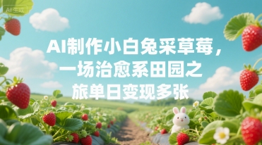 AI制作小白兔采草莓，一场治愈系田园之旅单日变现多张-洛柒笔记
