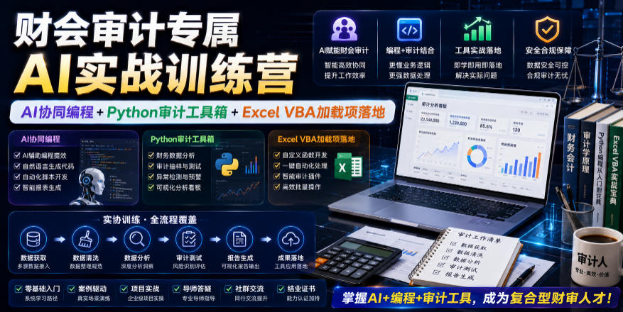 财会审计专属AI实战训练营｜AI协同编程+Python审计工具箱+Excel VBA加载项落地（更新0710）-洛柒笔记