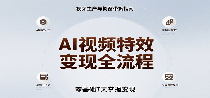 AI视频特效变现全流程，零基础7天掌握视频生产到橱窗带货变现-洛柒笔记