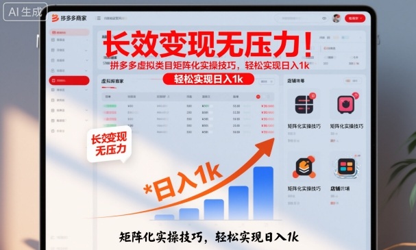 长效变现无压力！拼多多虚拟类目矩阵化实操技巧，轻松实现日入1k【揭秘】-洛柒笔记