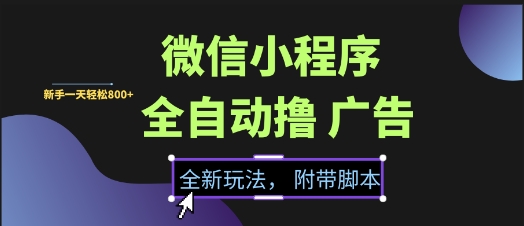 微信小程序全自动撸广告项目，彻底解决没流量的问题，新手一天8张+【揭秘】-洛柒笔记