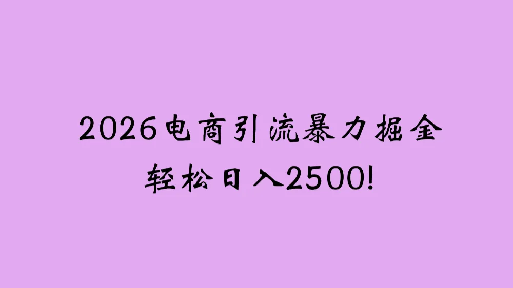 2026电商引流新玩法，日引200 轻松日入2500+！-洛柒笔记