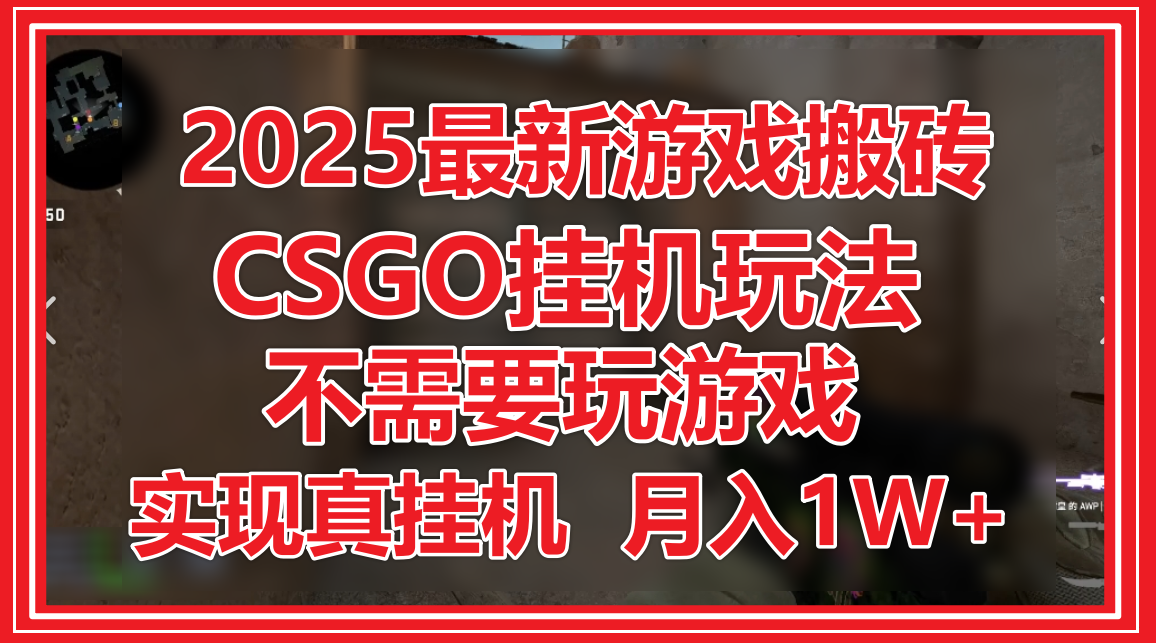2025最新游戏搬砖，CSGO挂机，不需要玩游戏，实现真挂机，月入1W+-洛柒笔记