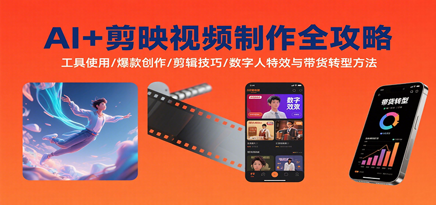 AI+剪映视频制作全攻略：工具使用/爆款创作/剪辑技巧/数字人特效与带货转型方法-洛柒笔记