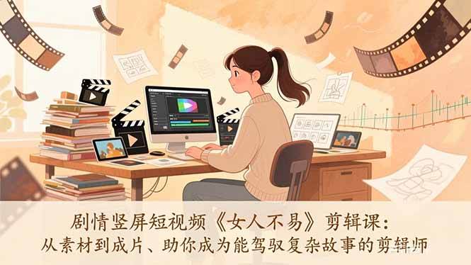 （17305期）剧情竖屏短视频《女人不易》剪辑课：从素材到成片、助你成为能驾驭复杂故事的剪辑师-洛柒笔记