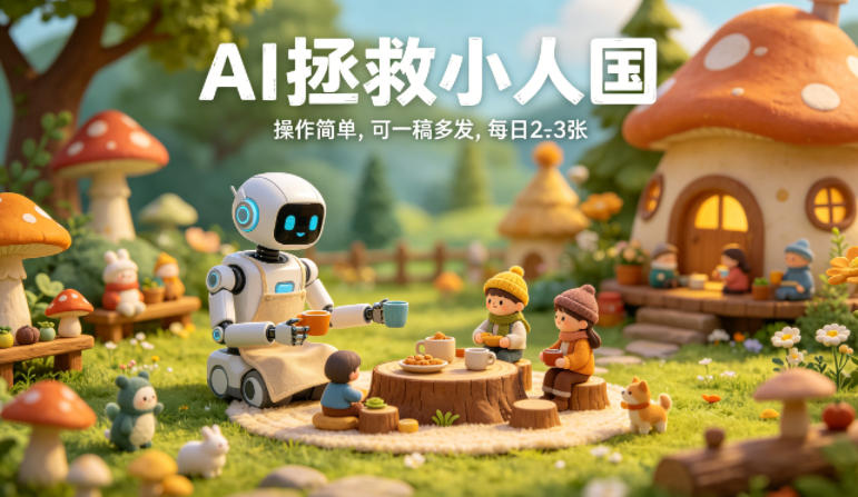 AI拯救小人国治愈视频玩法，操作简单，可一稿多发，每天2-3张-洛柒笔记