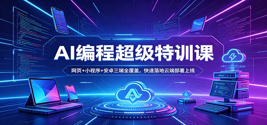 AI编程超级特训课：网页+小程序+安卓三端全覆盖，快速落地云端部署上线-洛柒笔记