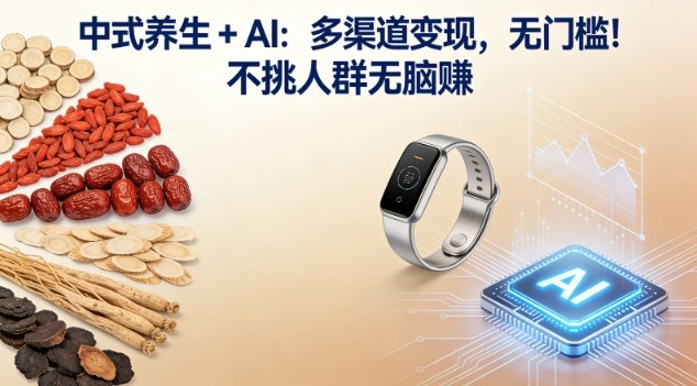 中式养生+AI：多渠道变现，无门槛，不挑人群无脑賺-洛柒笔记