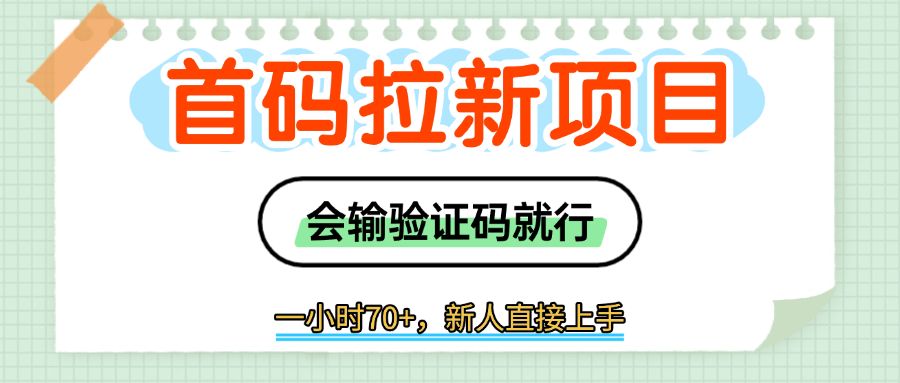 首码拉新，会输入验证码就行，一小时70+-洛柒笔记