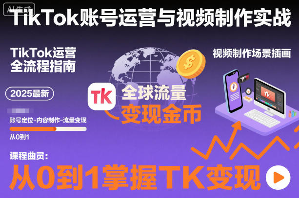 2025最新TikTok账号运营与视频制作实战全流程，从0到1掌握TK变现（含11月最新TK搬运技术）-洛柒笔记