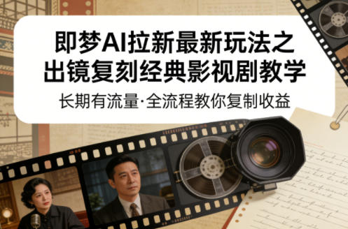 即梦AI拉新最新玩法之出镜复刻经典影视剧教学，长期有流量，全流程教你复制收益-洛柒笔记