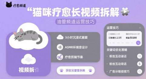 猫咪疗愈长视频拆解 &油管频道运营技巧-洛柒笔记