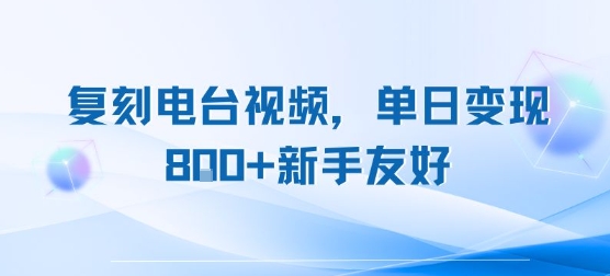 复刻电台视频，单日变现8张+新手友好，长期可做-洛柒笔记