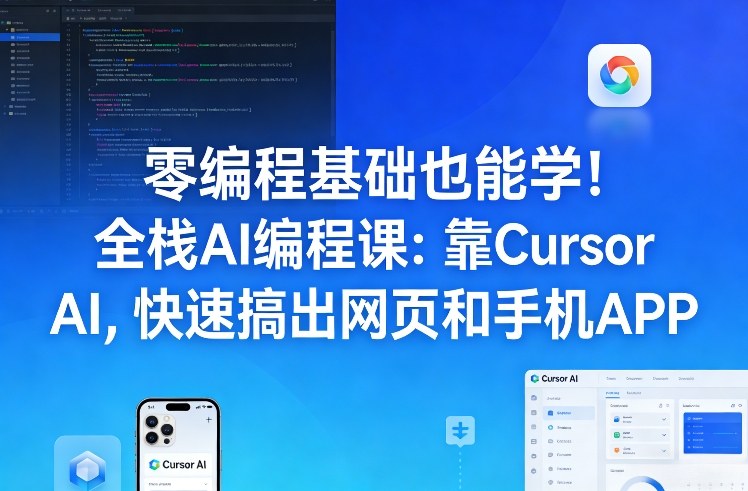 零编程基础也能学！全栈AI编程课：靠Cursor AI，快速搞出网页和手机APP-洛柒笔记