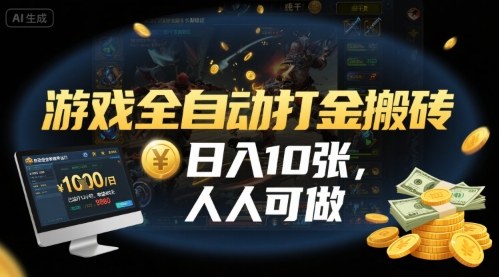游戏全自动打金搬砖，日入10张，人人可做，纯干货，长期稳定收益项目【揭秘】-洛柒笔记