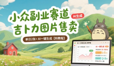 小众副业赛道 吉卜力图片售卖 单日2张+ AI一键生成【附教程】-洛柒笔记