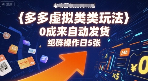 多多虚拟类目玩法，0成本全自动发货，矩阵操作日5张-洛柒笔记