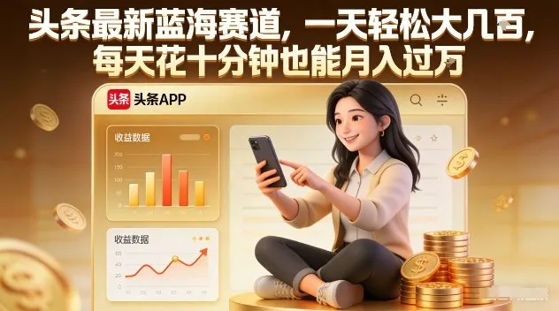 头条最新蓝海赛道，一天轻松大几张，每天花十分钟也能月入过1W-洛柒笔记
