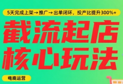 淘宝截流快速起店玩法，掌握暴力快速起店的流程，5天完成上架-推广-出单闭环-洛柒笔记