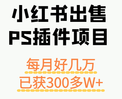 小红书出售PS插件项目，每月都收入好几万，长期操作已获利300多W+-洛柒笔记
