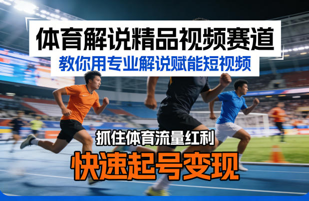 体育解说精品视频赛道，教你用专业解说赋能短视频，抓住体育流量红利，快速起号变现-洛柒笔记