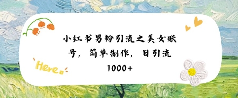 小红书男粉引流项目之美女账号6，简单制作，条条爆款原创，不违规-洛柒笔记