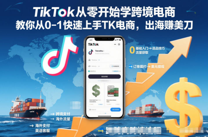 TikTok从零开始学跨境电商，教你从0-1快速上手TK电商，出海賺美刀-洛柒笔记