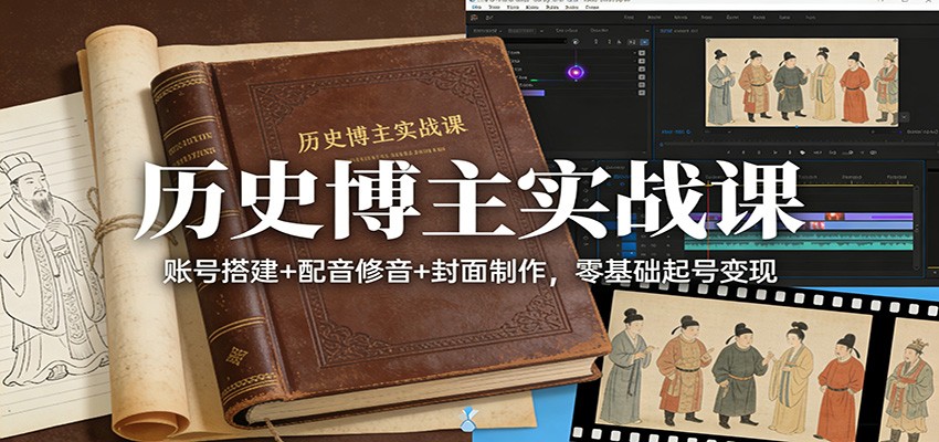 历史博主实战课：账号搭建+配音修音+封面制作，零基础起号变现-洛柒笔记