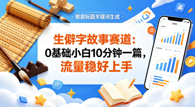 公众号流量主——生僻字故事赛道，流量稳，好上手，0基础小白也能10分钟一篇-洛柒笔记