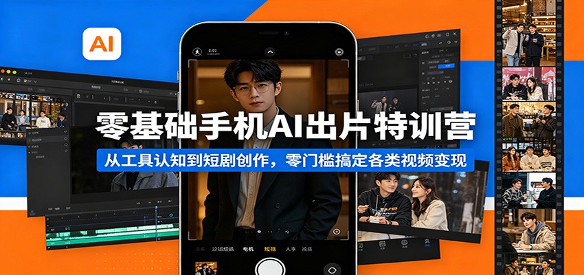 零基础手机AI出片特训营：从工具认知到短剧创作，零门槛搞定各类视频变现-洛柒笔记