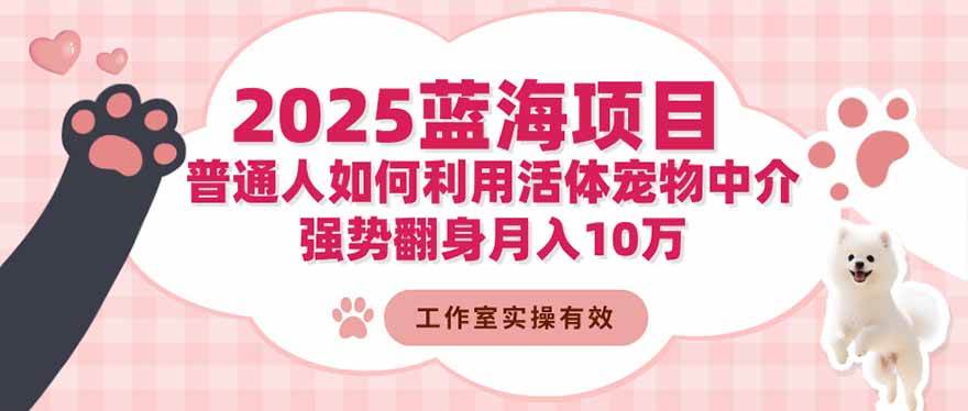 （16489期）2025蓝海项目：普通人如何利用活体宠物中介，强势翻身月入10万-洛柒笔记
