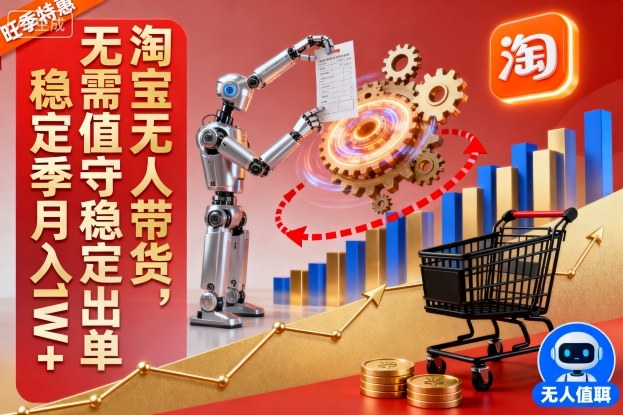 淘宝无人带货，无需值守稳定出单，电商旺季，稳定月入1W+-洛柒笔记