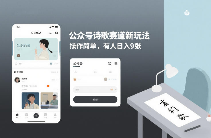 公众号诗歌赛道新玩法，操作简单，有人日入9张-洛柒笔记