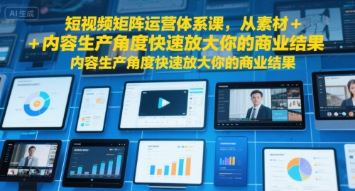 短视频矩阵运营体系课，从素材+内容生产角度快速放大你的商业结果-洛柒笔记
