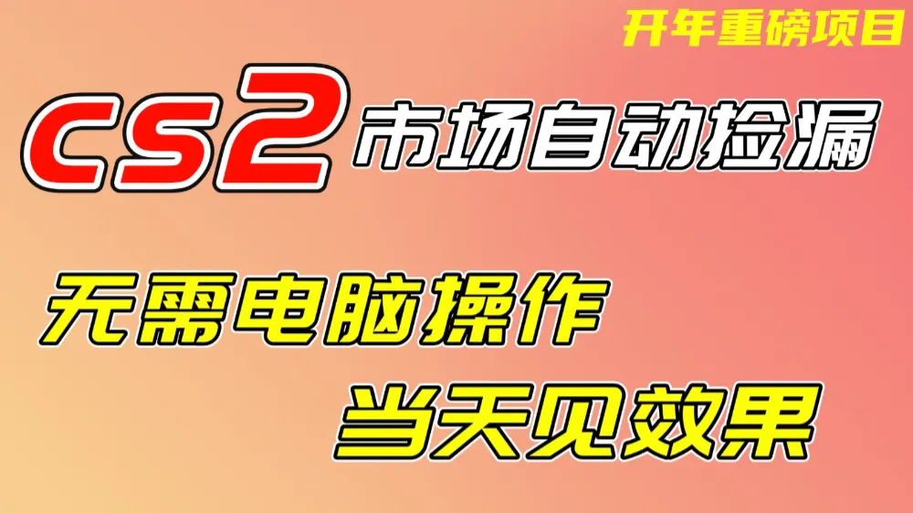 CS2市场挂机项，无需电脑操作，无需进入游戏，当天见效果，支持任何形式验证-洛柒笔记