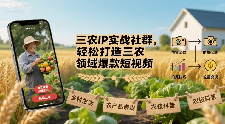三农IP实战社群，轻松打造三农领域爆款短视频-洛柒笔记