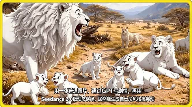 （18137期）用一张普通图片，通过GPT写剧情，再用Seedance 2.0做动态演绎，居然能生成迪士尼风格搞笑动画-洛柒笔记