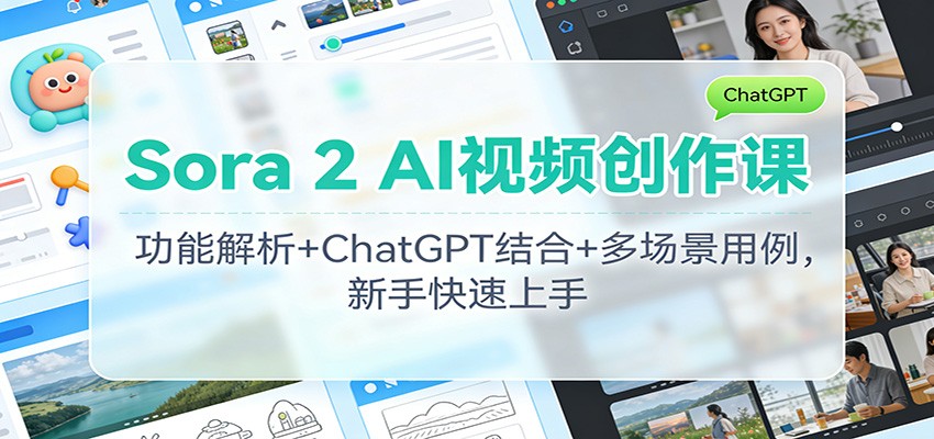 Sora 2 AI视频创作课：功能解析+ChatGPT结合+多场景用例，新手快速上手-洛柒笔记