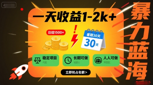 一天收益1-2k+ 稳定项目，暑期暴力蓝海项目，长期稳定，人人可做【揭秘】-洛柒笔记