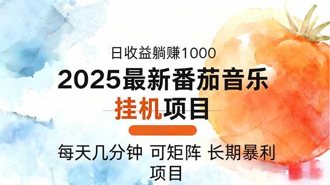 2025年最新番茄音乐人挂机项目，每天几分钟，月入1000＋，可矩阵，一台电脑支持多个账号-洛柒笔记