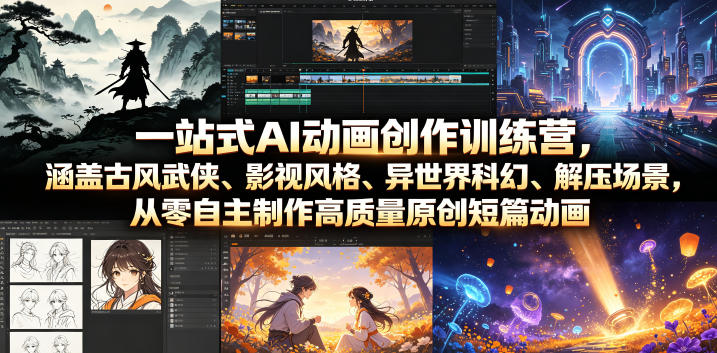 一站式AI动画创作训练营，涵盖古风武侠、影视风格、异世界科幻、解压场景，从零自主制作高质量原创短篇动画-洛柒笔记