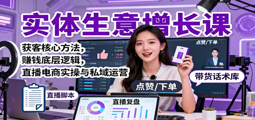 实体生意增长课：获客核心方法，赚钱底层逻辑，直播电商实操与私域运营-洛柒笔记