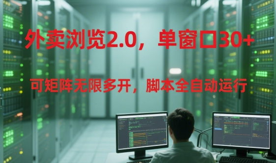 外卖浏览2.0，单窗口30+可矩阵无限多开，脚本全自动运行【揭秘】-洛柒笔记