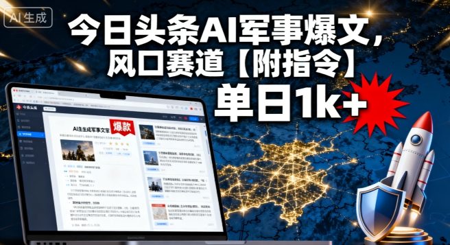 今日头条AI军事爆文，单日1k+，风口赛道【附指令】-洛柒笔记