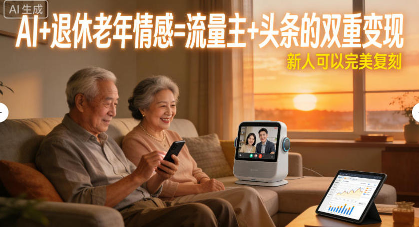 AI+退休老年情感=流量主+头条的双重变现，新人可以完美复刻-洛柒笔记