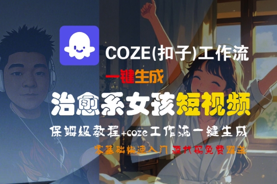 COZE(扣子)工作流一键生成治愈系女孩短视频，保姆级教程，零基础快速入门-洛柒笔记