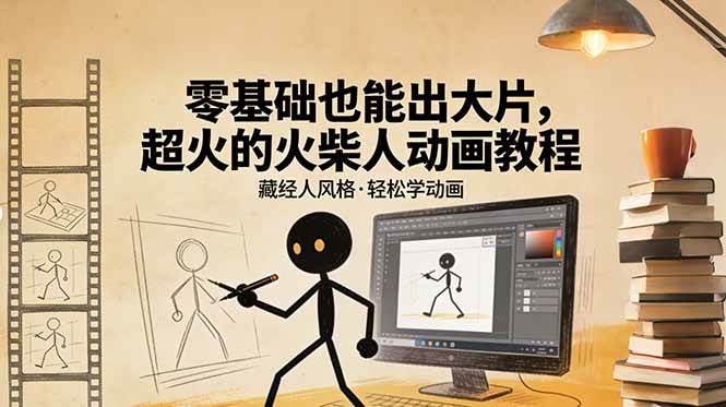 （17464期）零基础也能出大片，超火的火柴人动画教程（藏经人风格）-洛柒笔记